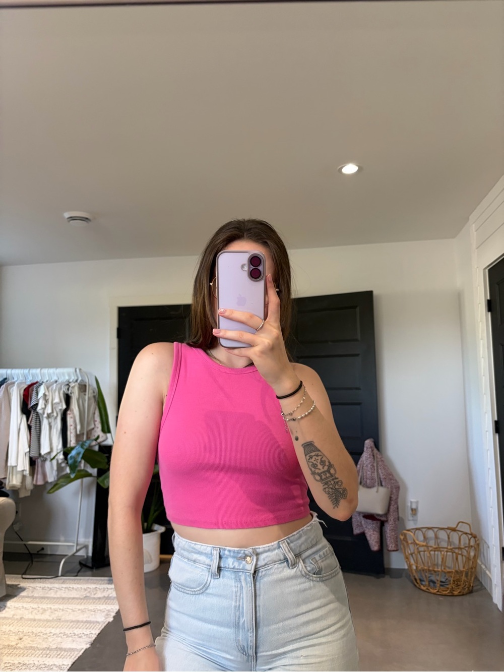 Débardeur court côtelé rose vif Zara